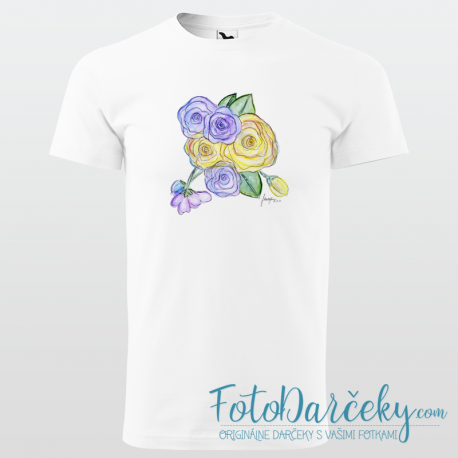 Pánske tričko „Žlté a fialové ruže“