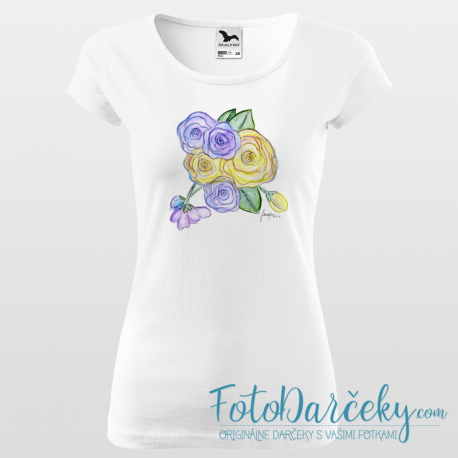 Dámske tričko „Žlté a fialové ruže“