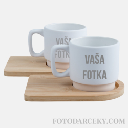 Sada 2ks hrnčeky s bambusovým podnosom