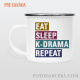 Smaltovaný hrnček "Eat, sleep, k-drama, repeat"
