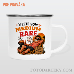 Smaltovaný hrnček "V lete som medium rare"